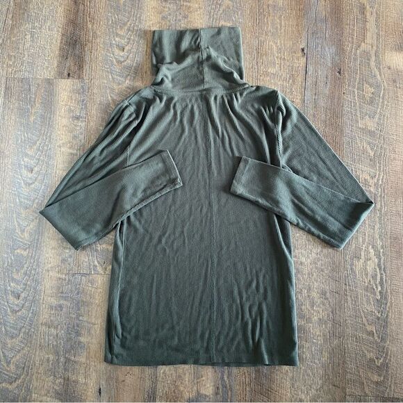 Loft Ribbed Turtleneck Shirt Long Sleeves XS Stretch Olive Green - Picture 4 of 10